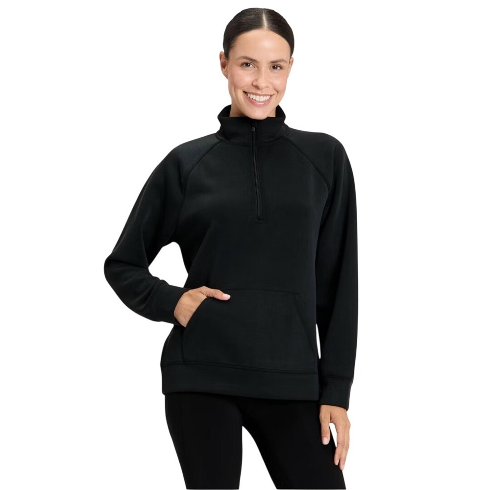 JoyLab Women's Black Mock Neck Quarter Snap Pullover Sweatshirt Size L
